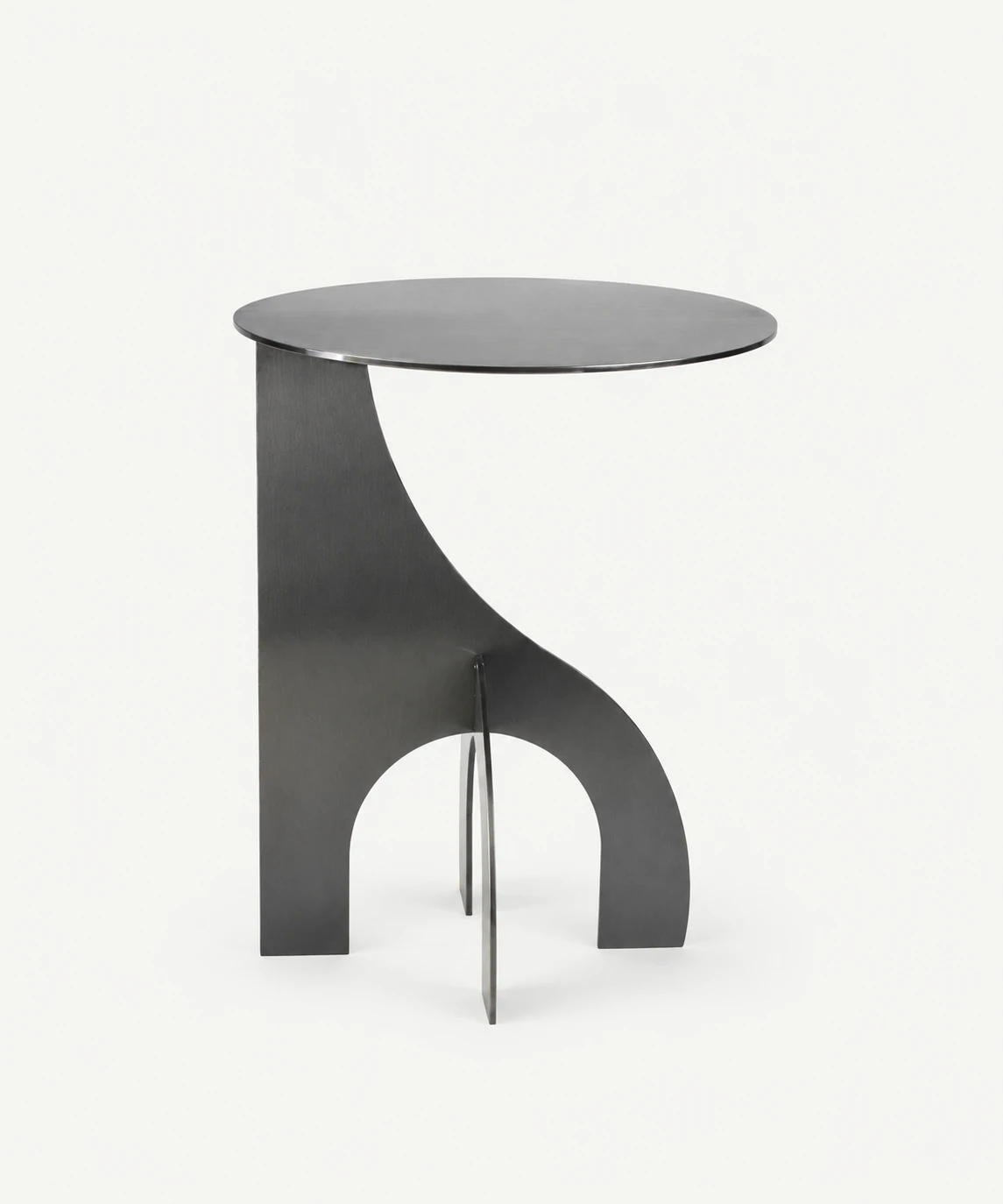 Mesa lateral geométrica — acero inoxidable