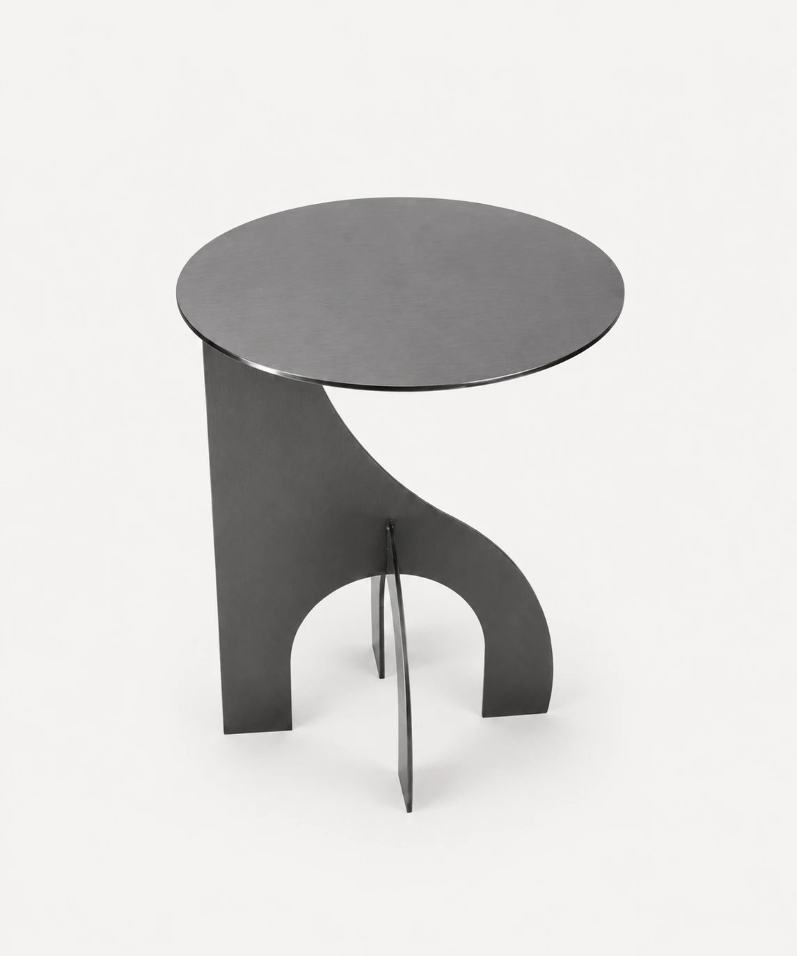 Mesa lateral geométrica — acero inoxidable