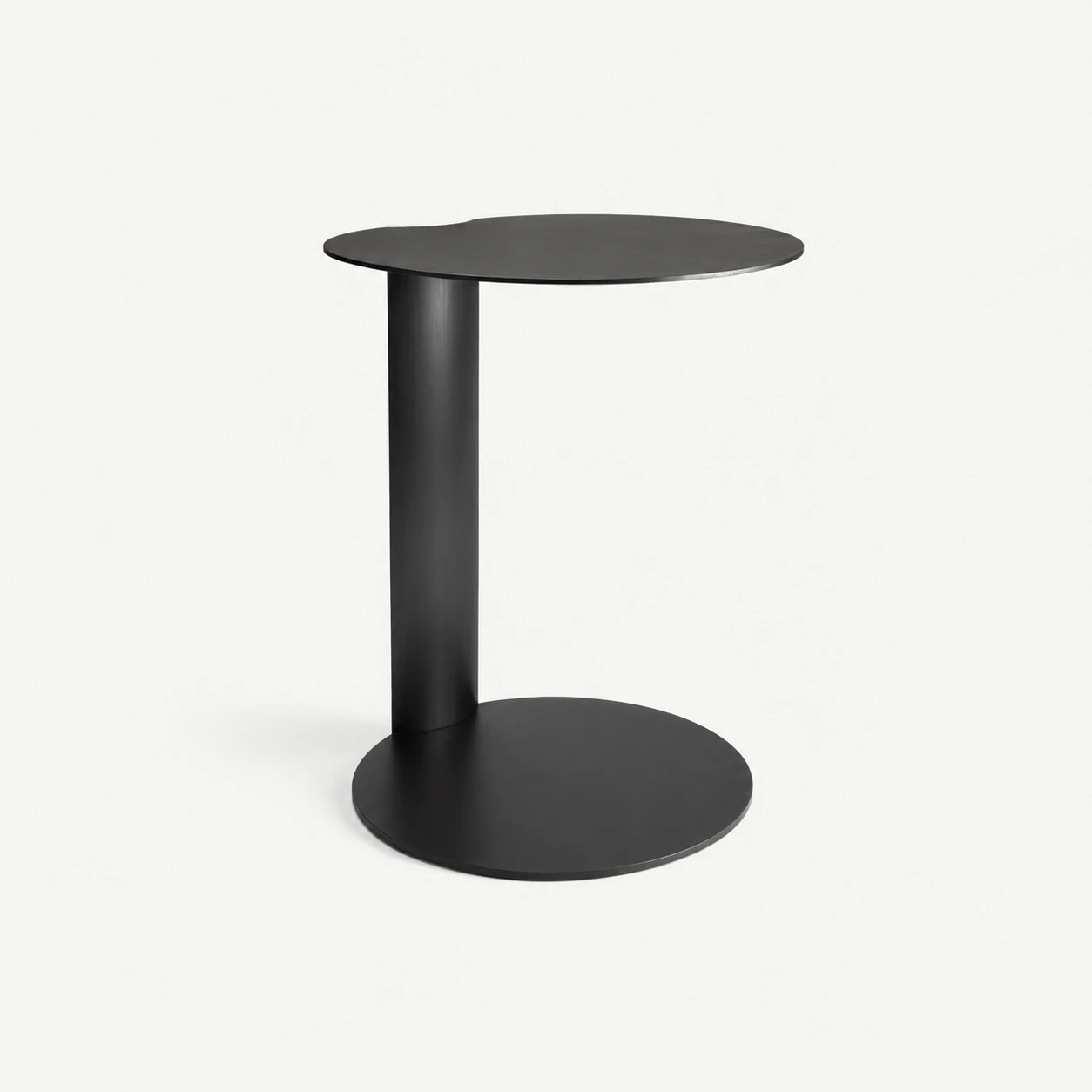 Mesa lateral redonda — tablero y base en acero inoxidable