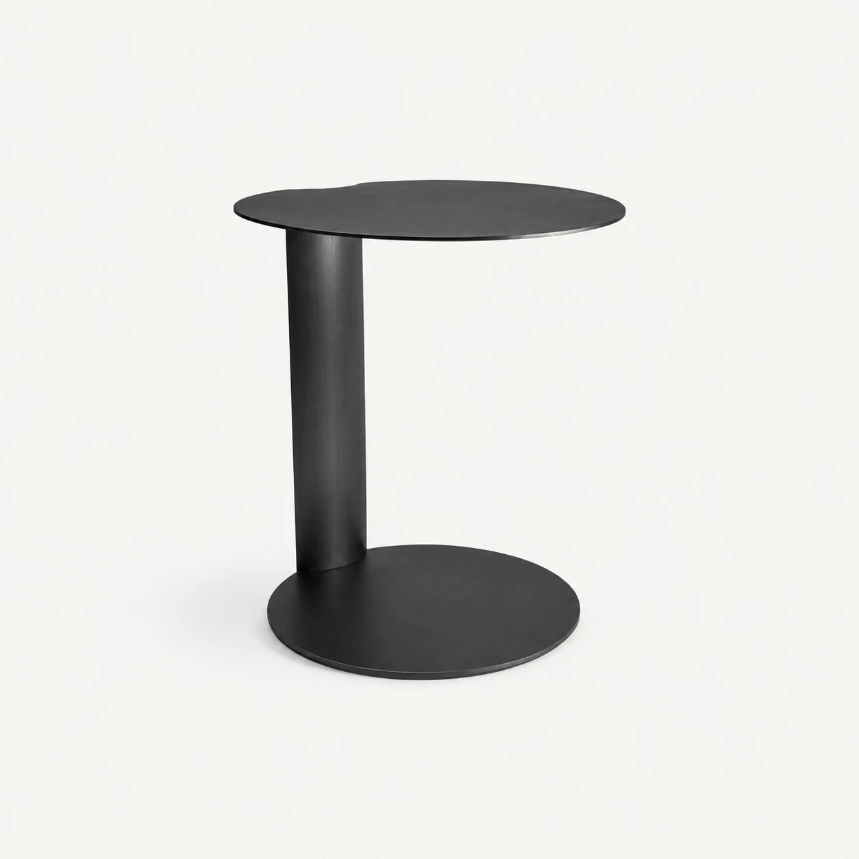 Mesa lateral redonda — tablero y base en acero inoxidable