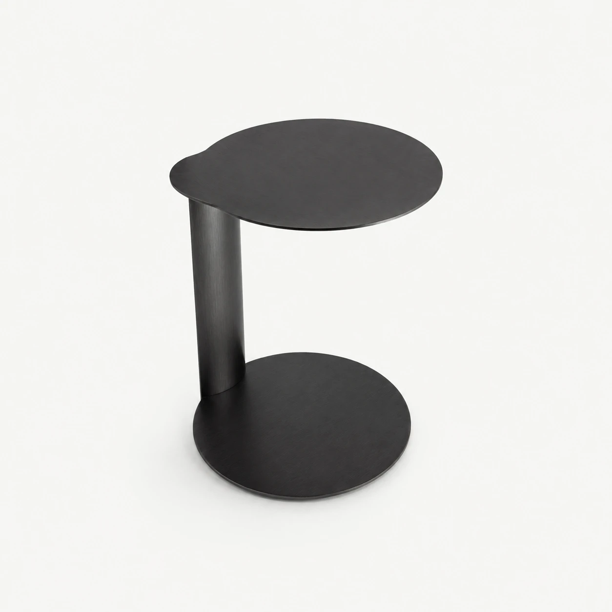 Mesa lateral redonda — tablero y base en acero inoxidable