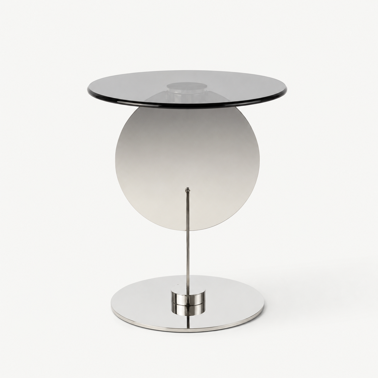Mesa lateral vidrio redondo — base de círculos