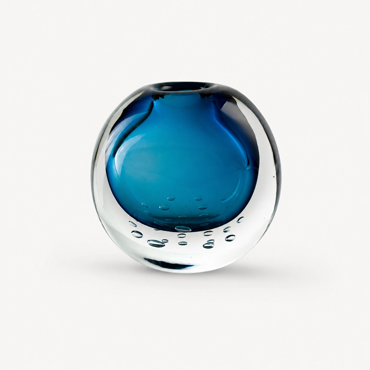 Jarrón Esférico de Vidrio soplado Azul petróleo