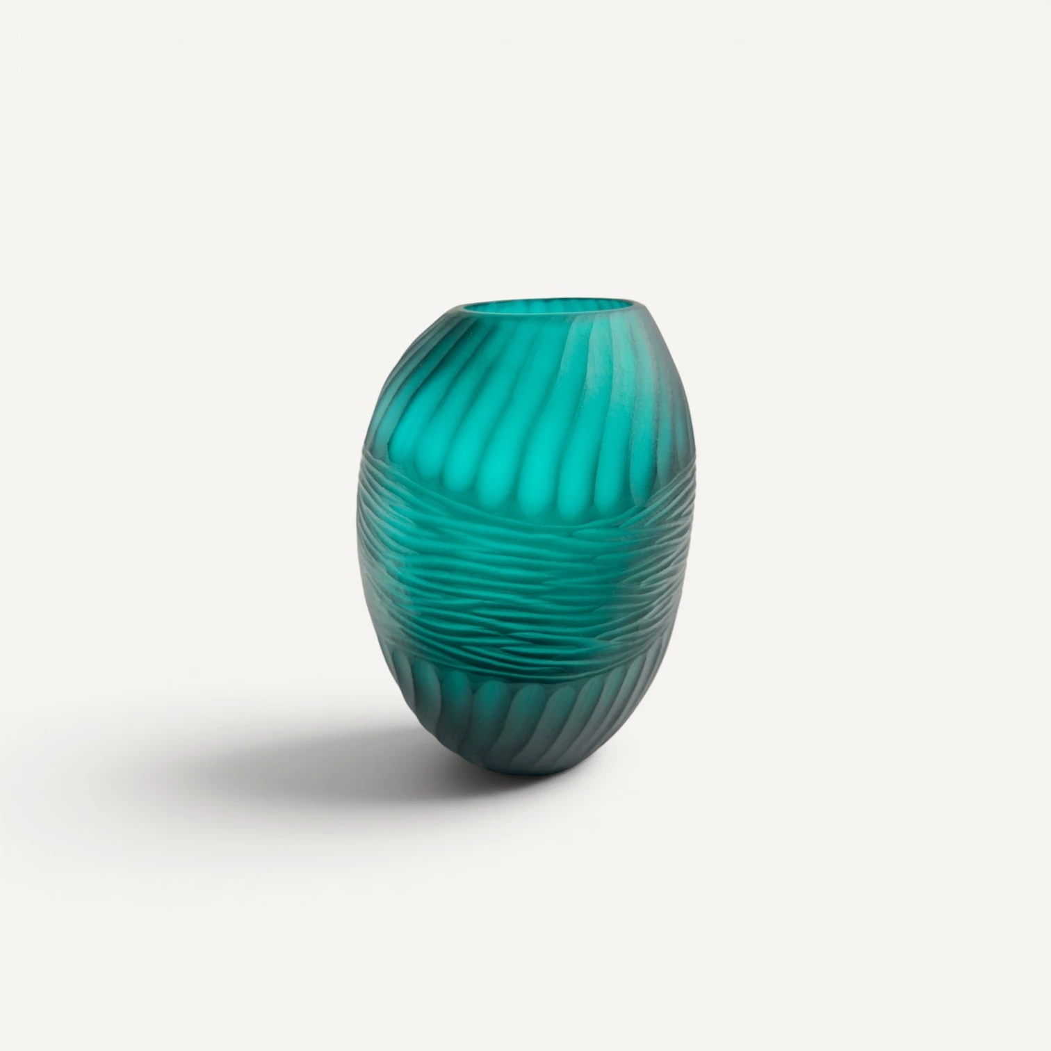 Jarrón Ovalado de Vidrio soplado Aqua — Pequeño