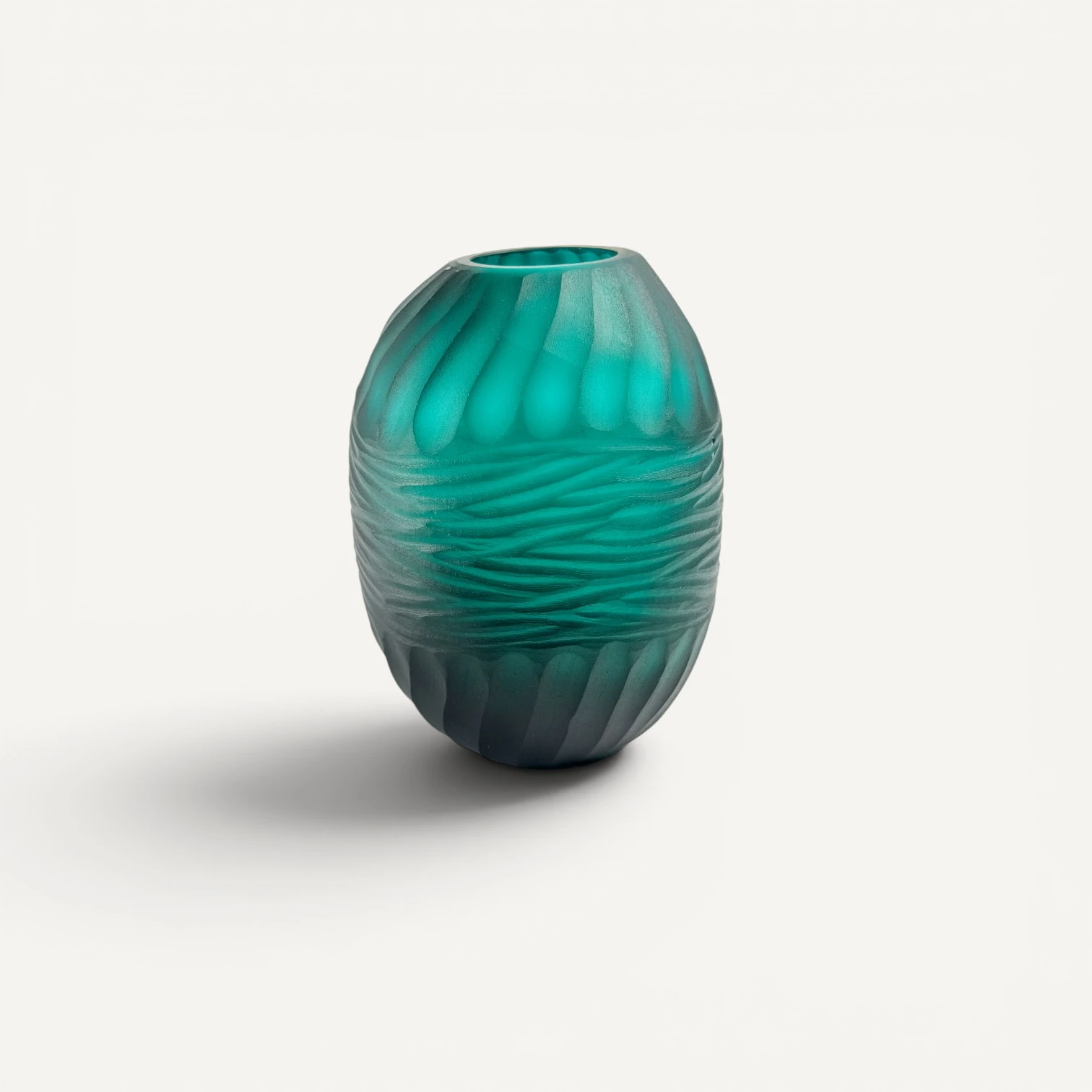 Jarrón Ovalado de Vidrio soplado Aqua — Pequeño