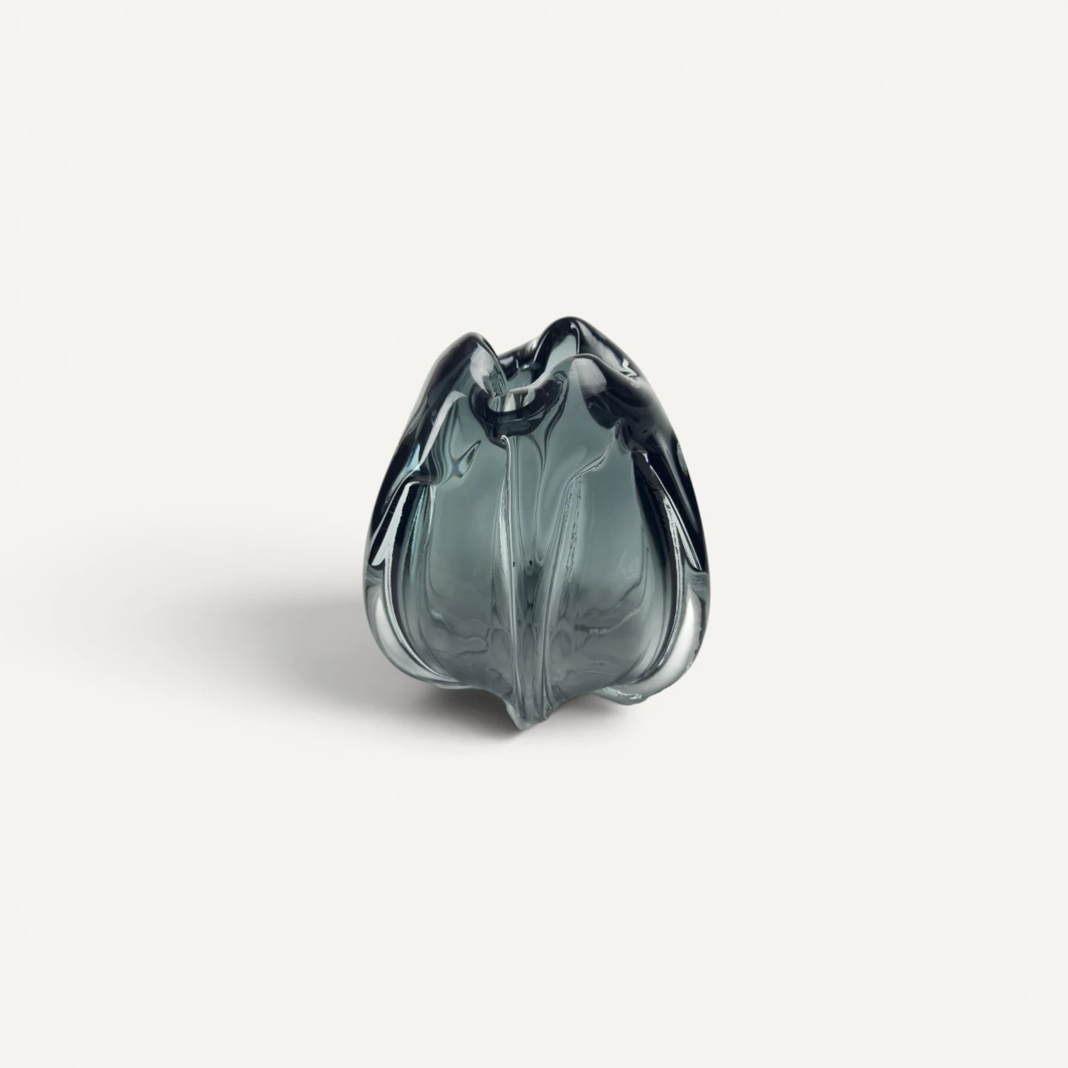 Jarrón Redondeado de Cristal Gris — Pequeño