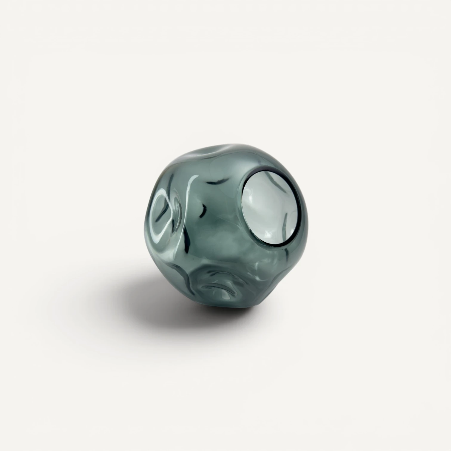 Jarrón Esférico de Cristal Gris humo