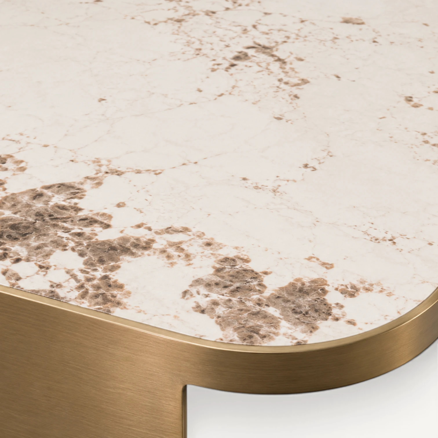 Mesa de centro Mármol Blanco y Bronce — Grande