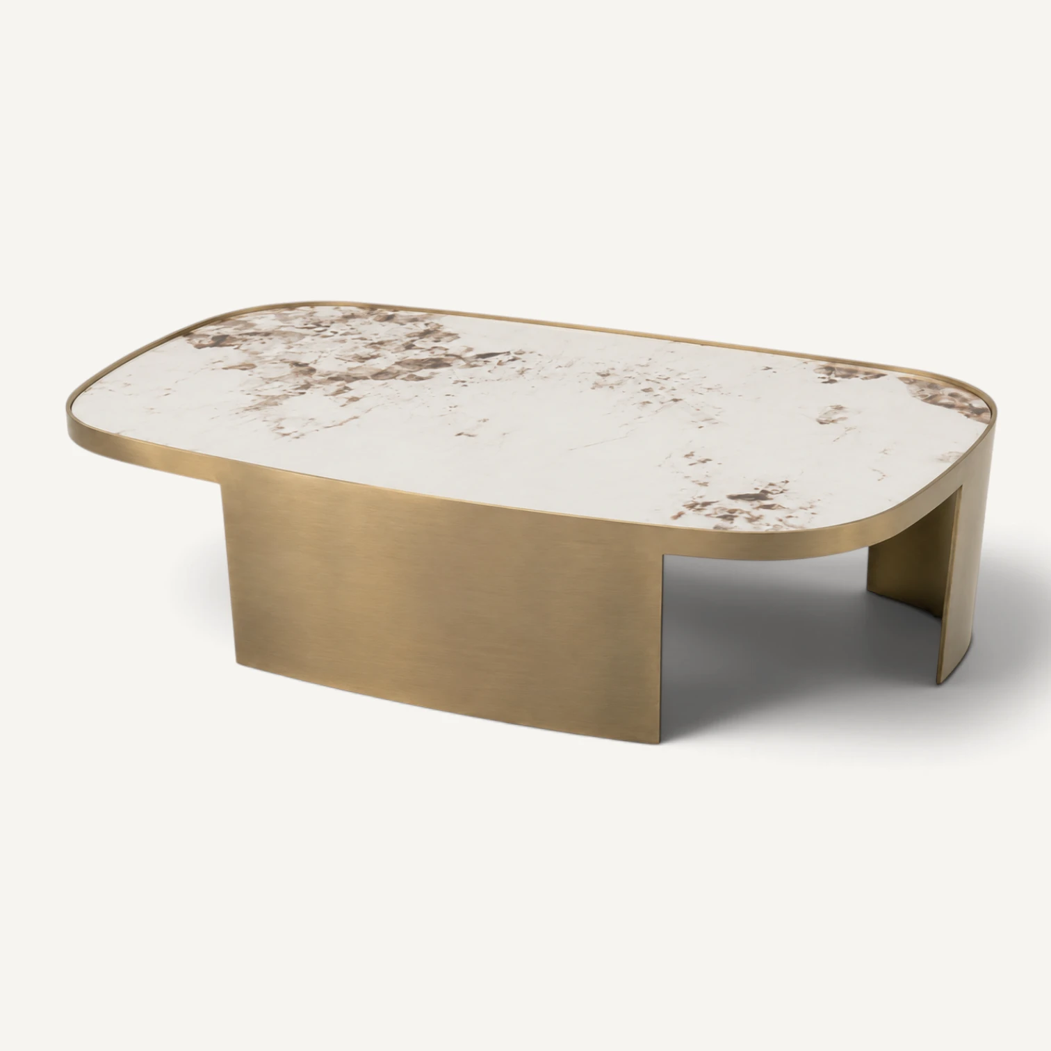Mesa de centro Mármol Blanco y Bronce — Pequeña